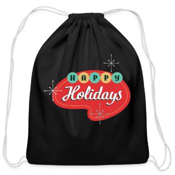 Happy Holidays 3 - Cotton Drawstring Bag - black - Front