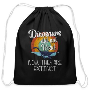 Saurian Prehistoric Stegosaurus Museum - Cotton Drawstring Bag - black - Front