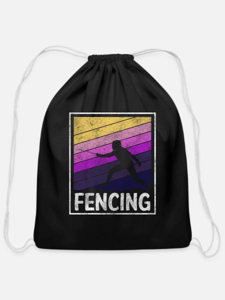 Fencing Sport Sport Fencing - Cotton Drawstring Bag - black