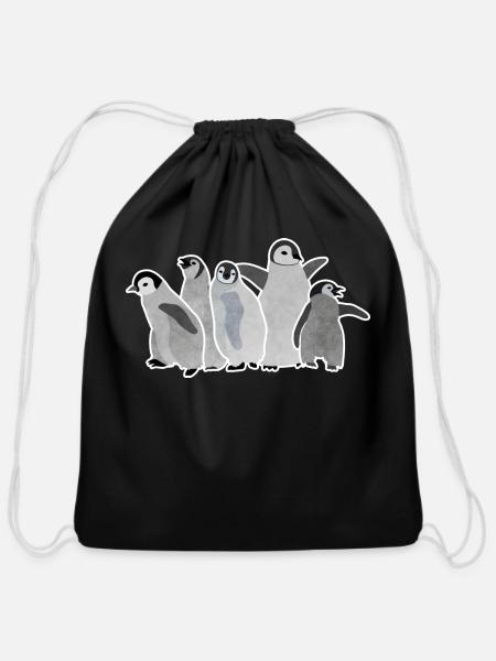 Group Of Penguins - Cotton Drawstring Bag - black