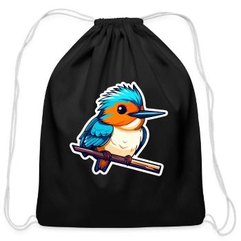 Common Kingfisher Bird Illustration - Cotton Drawstring Bag - black - Front