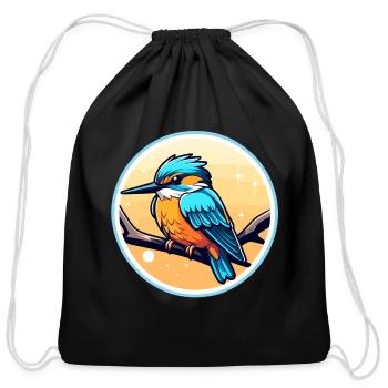 Common Kingfisher Bird Illustration - Cotton Drawstring Bag - black - Front