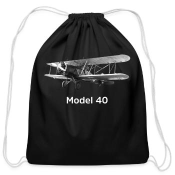 Model B40 - Cotton Drawstring Bag - black - Front