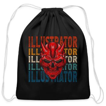 Illustrator Job Drawing - Cotton Drawstring Bag - black - Front