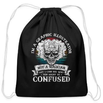 Art Job Drawing - Cotton Drawstring Bag - black - Front