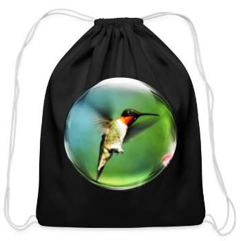 Life In a Bubble Collection - Humming Along Fine - Cotton Drawstring Bag - black - Front