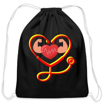 Stethoscope - Cotton Drawstring Bag - black - Front