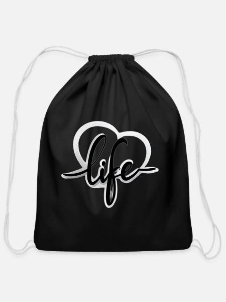 love your life - Cotton Drawstring Bag - black