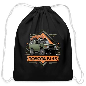 Toyota jeep FJ45 - Cotton Drawstring Bag - black - Front