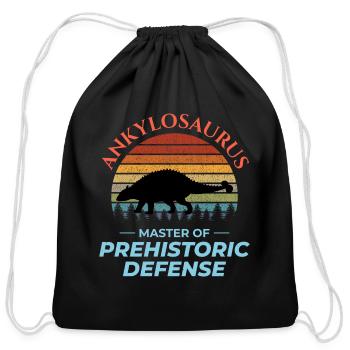 Ankylosaurus Dinosaur Dino Paleontologist Fossil - Cotton Drawstring Bag - black - Front
