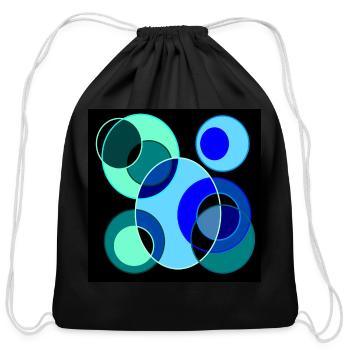 Blue and green bubbles design - Cotton Drawstring Bag - black - Front