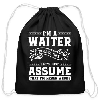 Waiter Bar Gastro - Cotton Drawstring Bag - black - Front