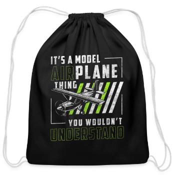 Airplane Sky Aviator Aviation Sport - Cotton Drawstring Bag - black - Front