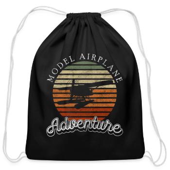 Airplane Air Traffic Aircraft - Cotton Drawstring Bag - black - Front