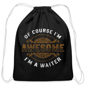 Waiter Hobby Guest List Tips - Cotton Drawstring Bag - black - Front