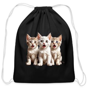 Surprised Kittens - Cotton Drawstring Bag - black - Front