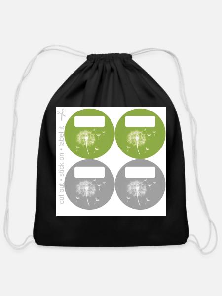 DIY Sticker Set - Dandelion - 4 - Cotton Drawstring Bag - black
