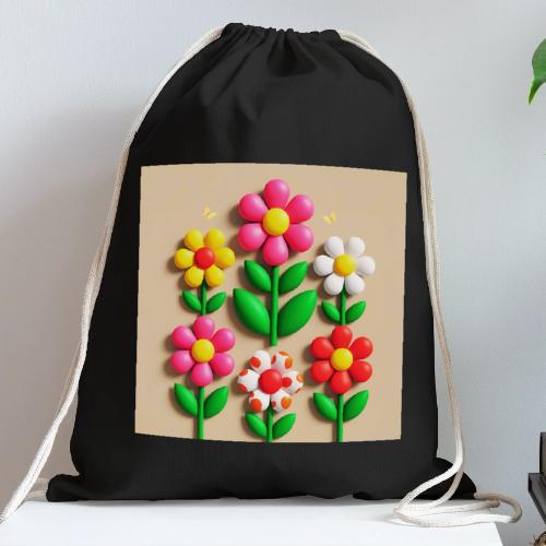 3D Flowers and Butterflies in Amber, Floral Design - Cotton Drawstring Bag
