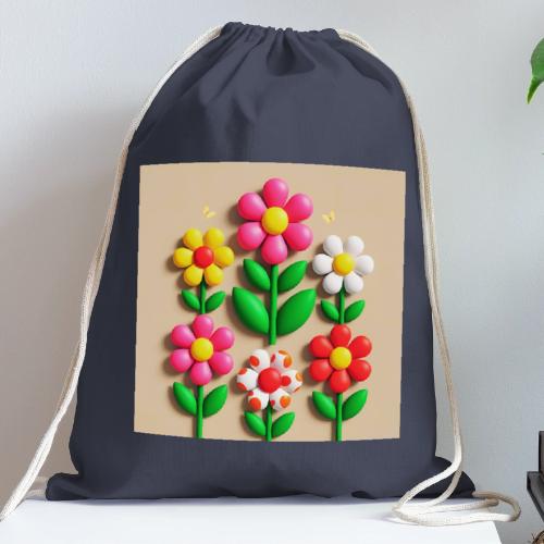 3D Flowers and Butterflies in Amber, Floral Design - Cotton Drawstring Bag
