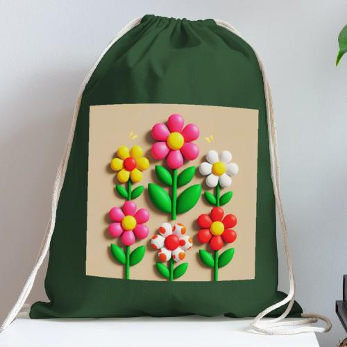 3D Flowers and Butterflies in Amber, Floral Design - Cotton Drawstring Bag