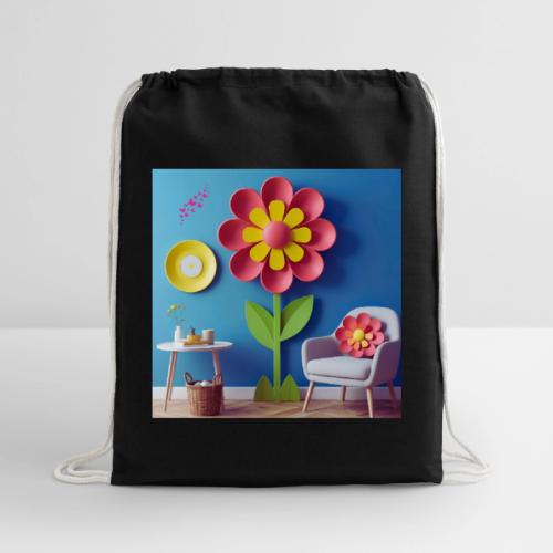 Flower design and harmony of environmental well-be - Cotton Drawstring Bag