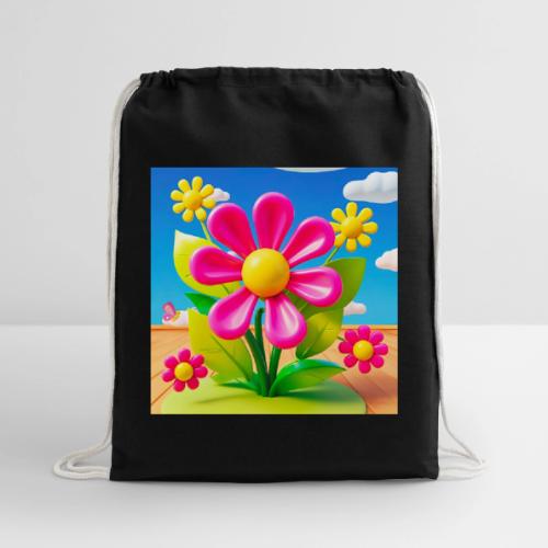 Pink Floral Peace | Sky & Nature Design - Cotton Drawstring Bag