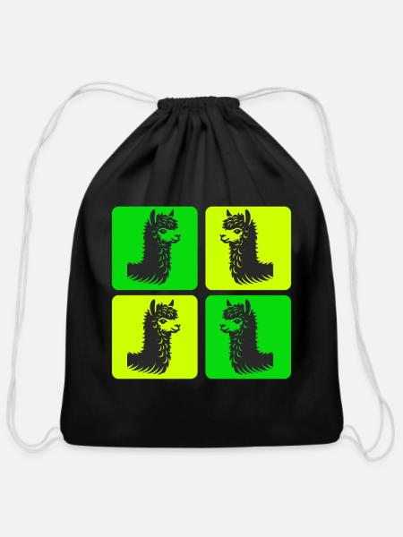 Alpaka Vibes - Cotton Drawstring Bag - black