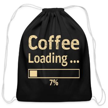 Coffee Loading Progress Bar Design - Cotton Drawstring Bag - black - Front