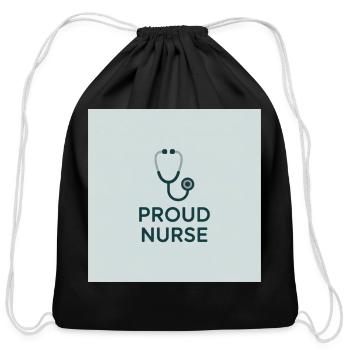 Proud Nurse Stethoscope - Cotton Drawstring Bag - black - Front