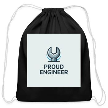 Proud Engineer Emblem - Cotton Drawstring Bag - black - Front
