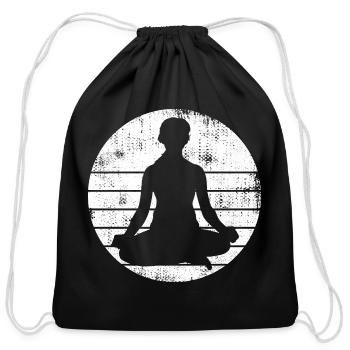 Yogi Sketch - Cotton Drawstring Bag - black - Front