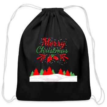 Merry Christmas Forest Lights - Cotton Drawstring Bag - black - Front