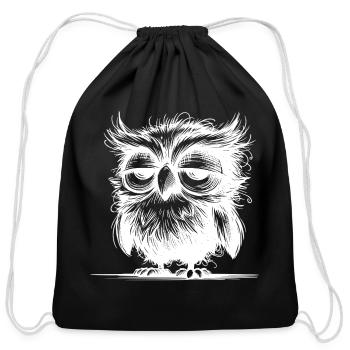Owl I'm Not Grumpy, Just Sleepy - Cotton Drawstring Bag - black - Front