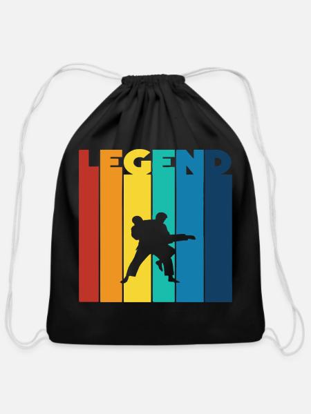 Retro Legend Judo Grappling Throw - Cotton Drawstring Bag - black