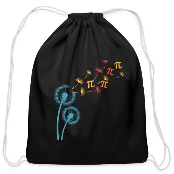 Pi Seeds on Dandelion Wind - Cotton Drawstring Bag - black - Front