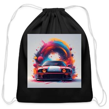 Neon Splash Drifter Car Art - Cotton Drawstring Bag - black - Front