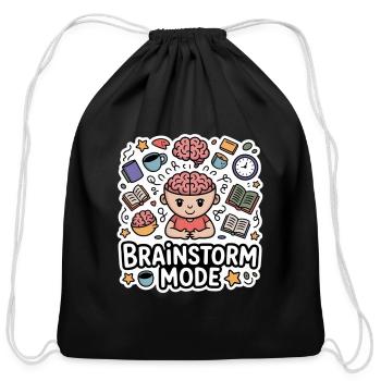 Brainstorm Mode Cartoon- Overthinking Design - Cotton Drawstring Bag - black - Front