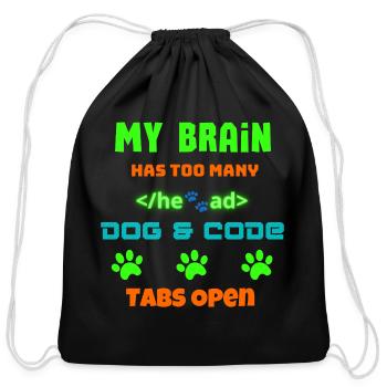 Funny Dog Lover Coding Gear Tech Life Apparel Tee - Cotton Drawstring Bag - black - Front