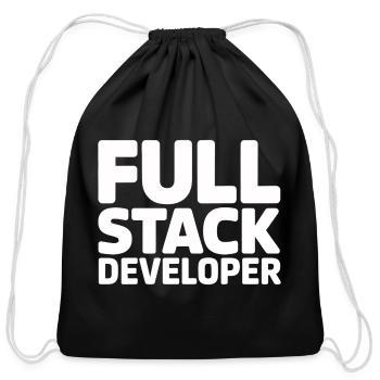 Full Stack Developer Tech Programmer Humor - Cotton Drawstring Bag - black - Front