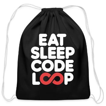Eat Sleep Code Loop Programmer Humor - Cotton Drawstring Bag - black - Front