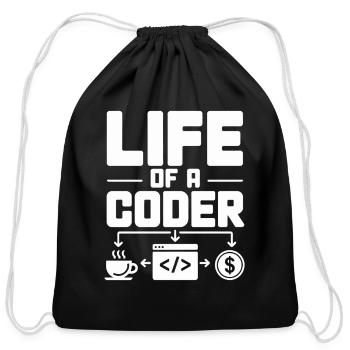 Life Of A Coder Coding Humor - Cotton Drawstring Bag - black - Front