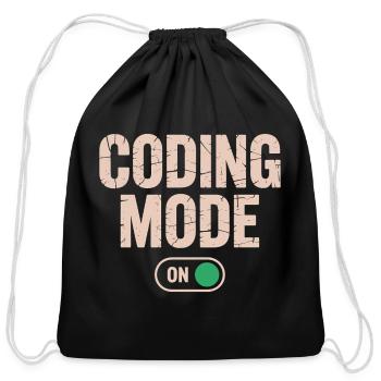 Coding Mode ON Programmer Developer Humor - Cotton Drawstring Bag - black - Front