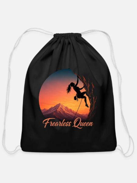 Fearless Queen Sunset Climber - Cotton Drawstring Bag - black