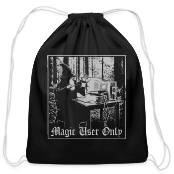 Magic User Only – Retro Wizard Computer Meme - Cotton Drawstring Bag - black - Front