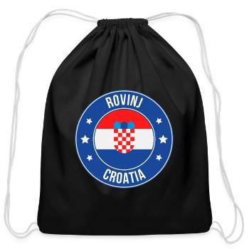 Rovinj Croatia Crest Badge - Cotton Drawstring Bag - black - Front