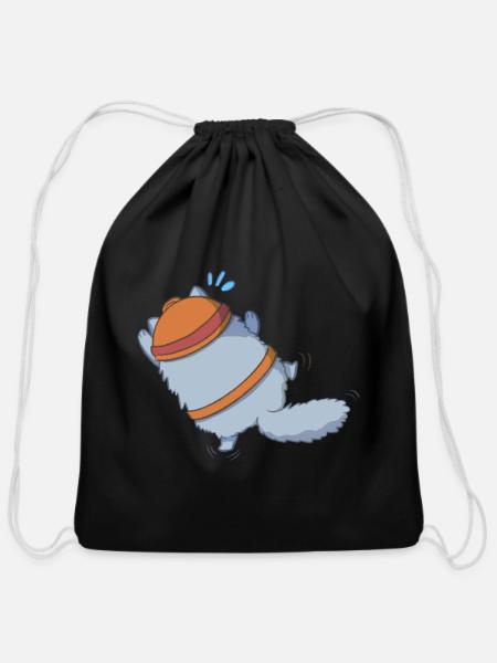 HoldOnMeow - Cotton Drawstring Bag - black