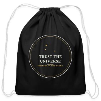 Trust the Universe: Written in the Stars - Cotton Drawstring Bag - black - Front