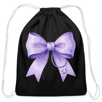 Cute Medical Ribbon Bow - Cotton Drawstring Bag - black - Front