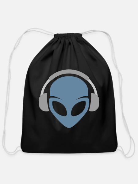 Alien DJ Headphones - Cotton Drawstring Bag - black