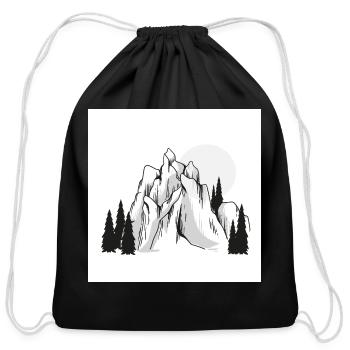 Minimalist Mountain Peaks Pine Forest - Cotton Drawstring Bag - black - Front